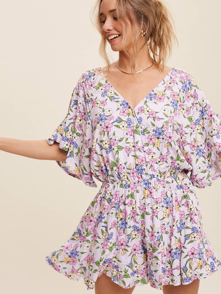 Blommig Rufsar Ärm Romper för wholesale av Listicle