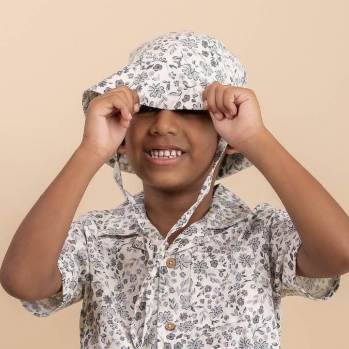 Sombrero ecológico tipo cubo para el sol - Petunia azul para venta al por mayor de Makemake Organics