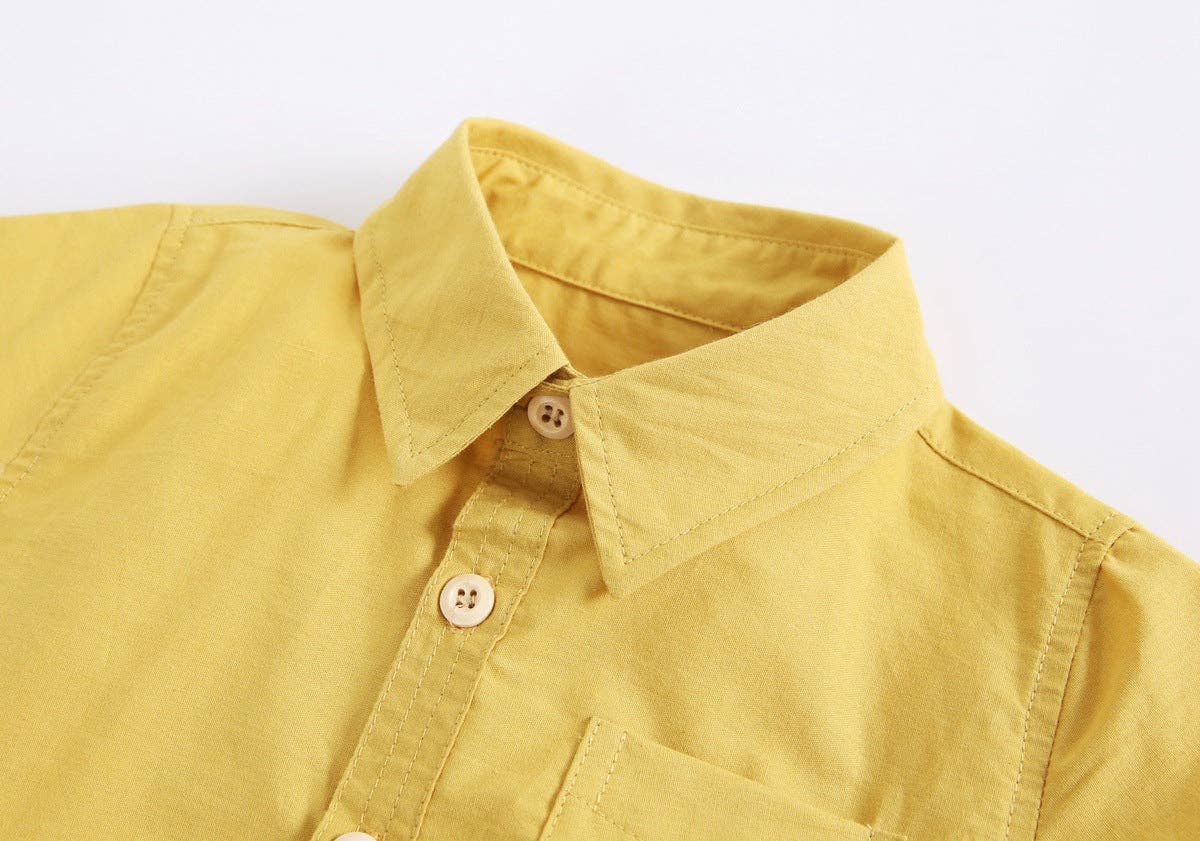 MyKids-USA® - Wholesale Button Down Shirt - Kids - Baby Boy Solid Color Buttoned Shirt With Pockets Short Sleeve bodysuit Online In Summer8