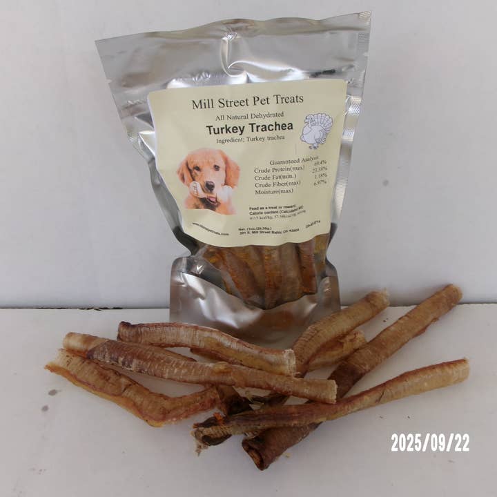 Turkey Trachea Pcs./1oz. for wholesale by Mill Street Pet Treats
