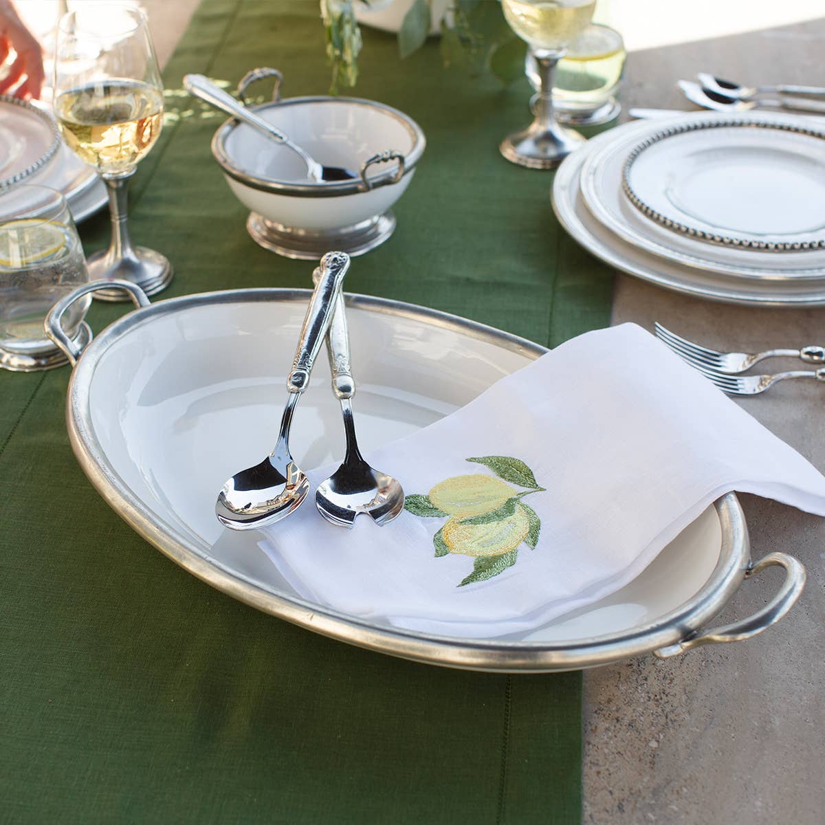 Arte Italica & Crown Linen Designs - Vendita all'ingrosso Vassoi da portata - Vassoio ovale con manici tosc5