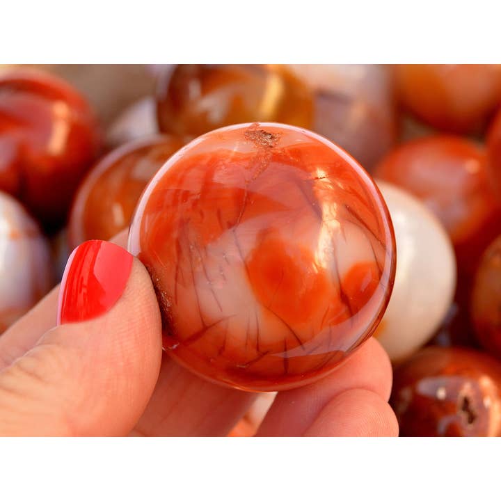 Kaia & Crystals - Wholesale Spiritual Stone/Crystal - Red Carnelian Sphere Stone (45mm - 65mm)3