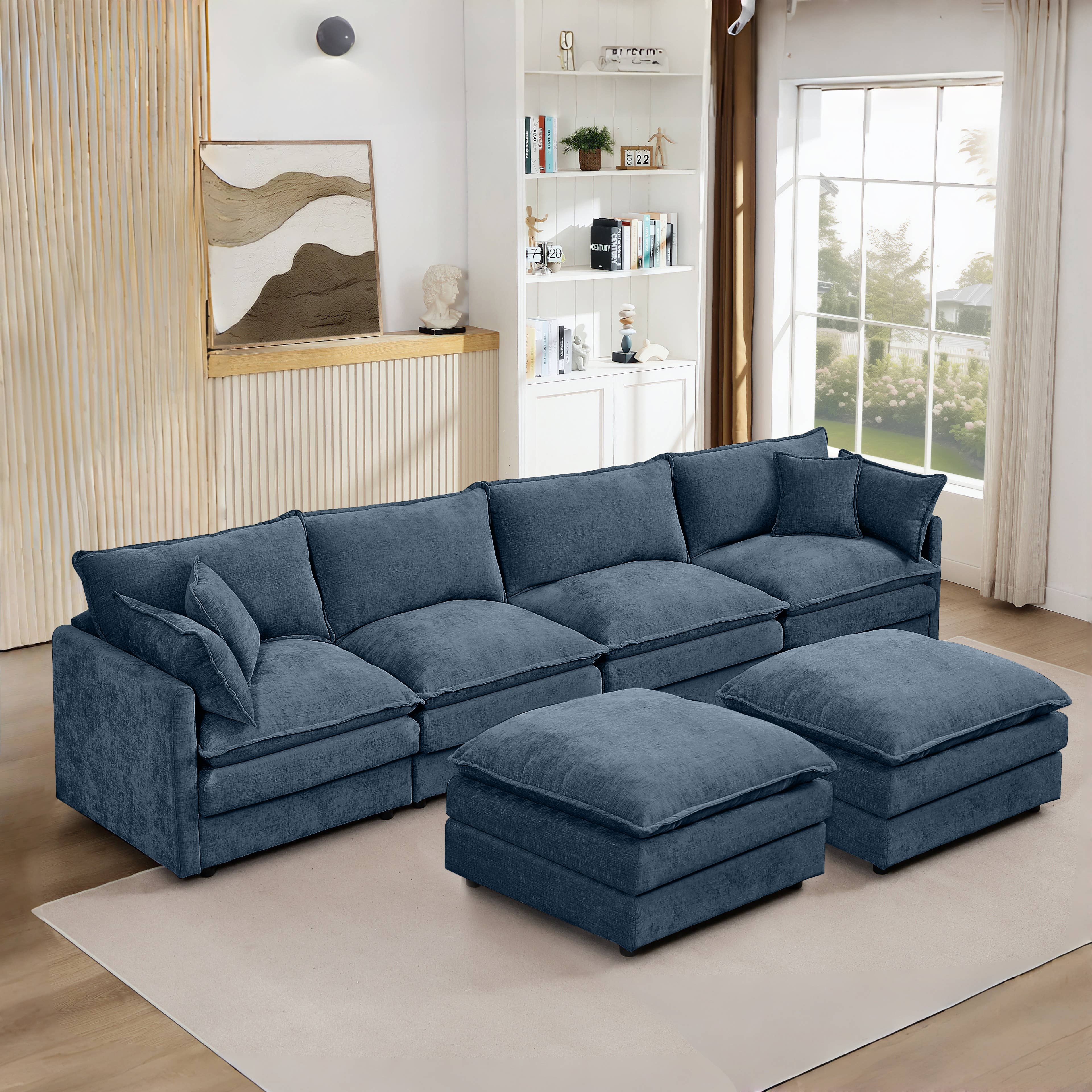 39F Inc. - Wholesale Sofa - Lunara 130" U-Shaped Sectional Sofa w 2 Ottomans,7 Colors35