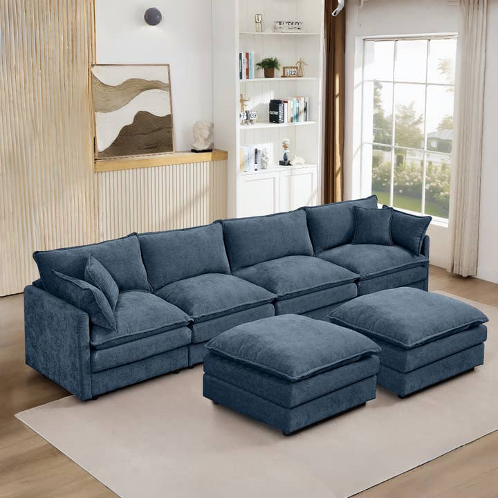 39F Inc. - Wholesale Sofa - Lunara 130" U-Shaped Sectional Sofa w 2 Ottomans,7 Colors35