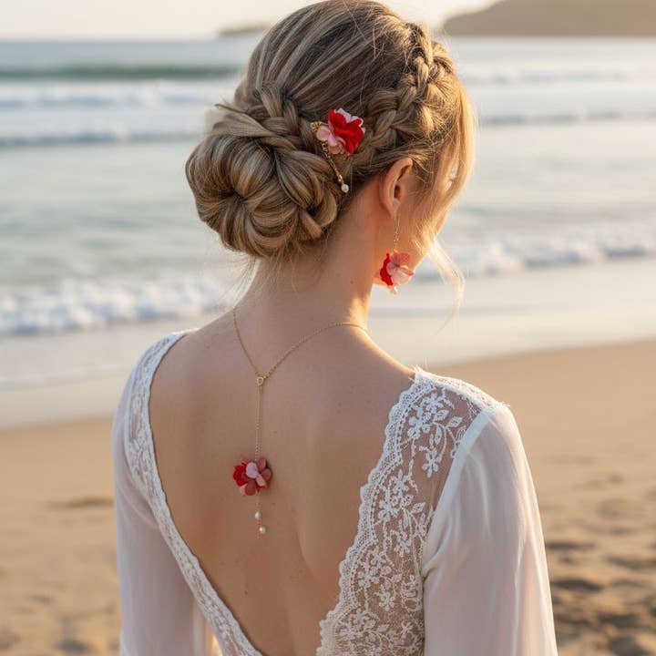 Backless floral chain - three colors - removable bridal jewelry. for wholesale by L'atelier du 6