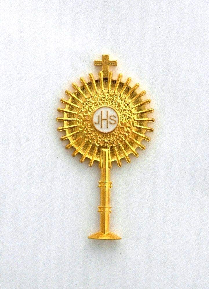 Contreras Designs - Wholesale Lapel Pin/Button - BA49476 Brazilian Gold Finish Monstrance Lapel Pin0