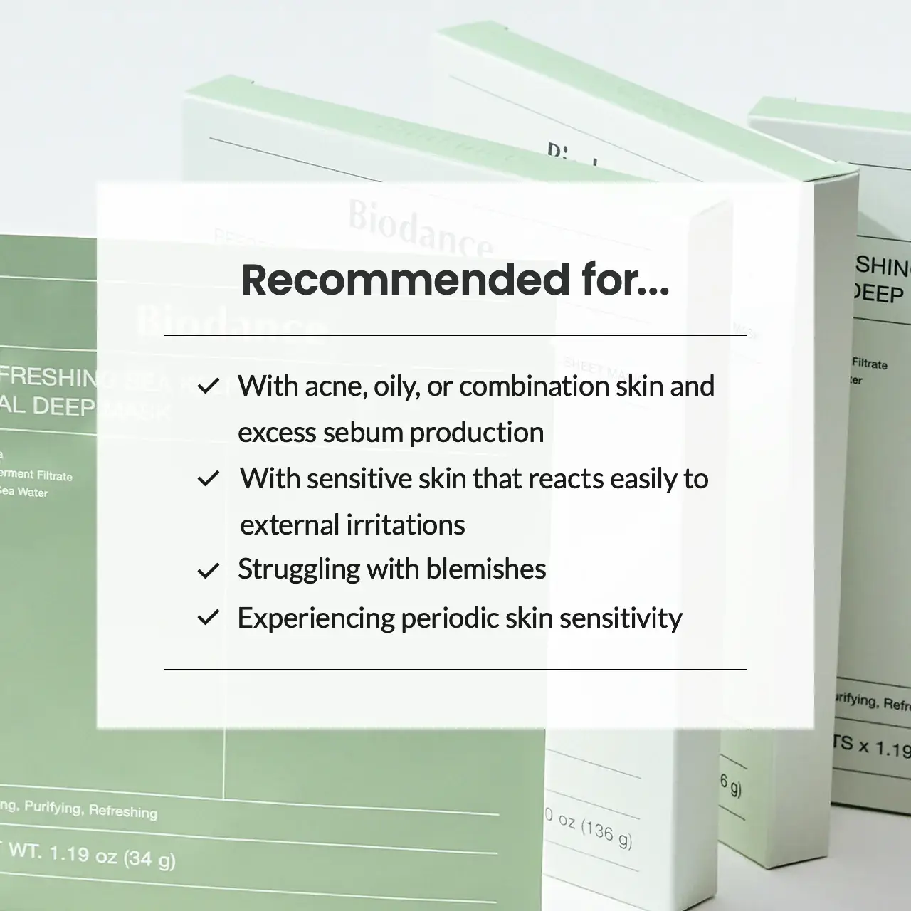 SKEEN - Wholesale Skincare Face Mask - Biodance Refreshing Sea Kelp Real Deep Mask 34g - 1pc8