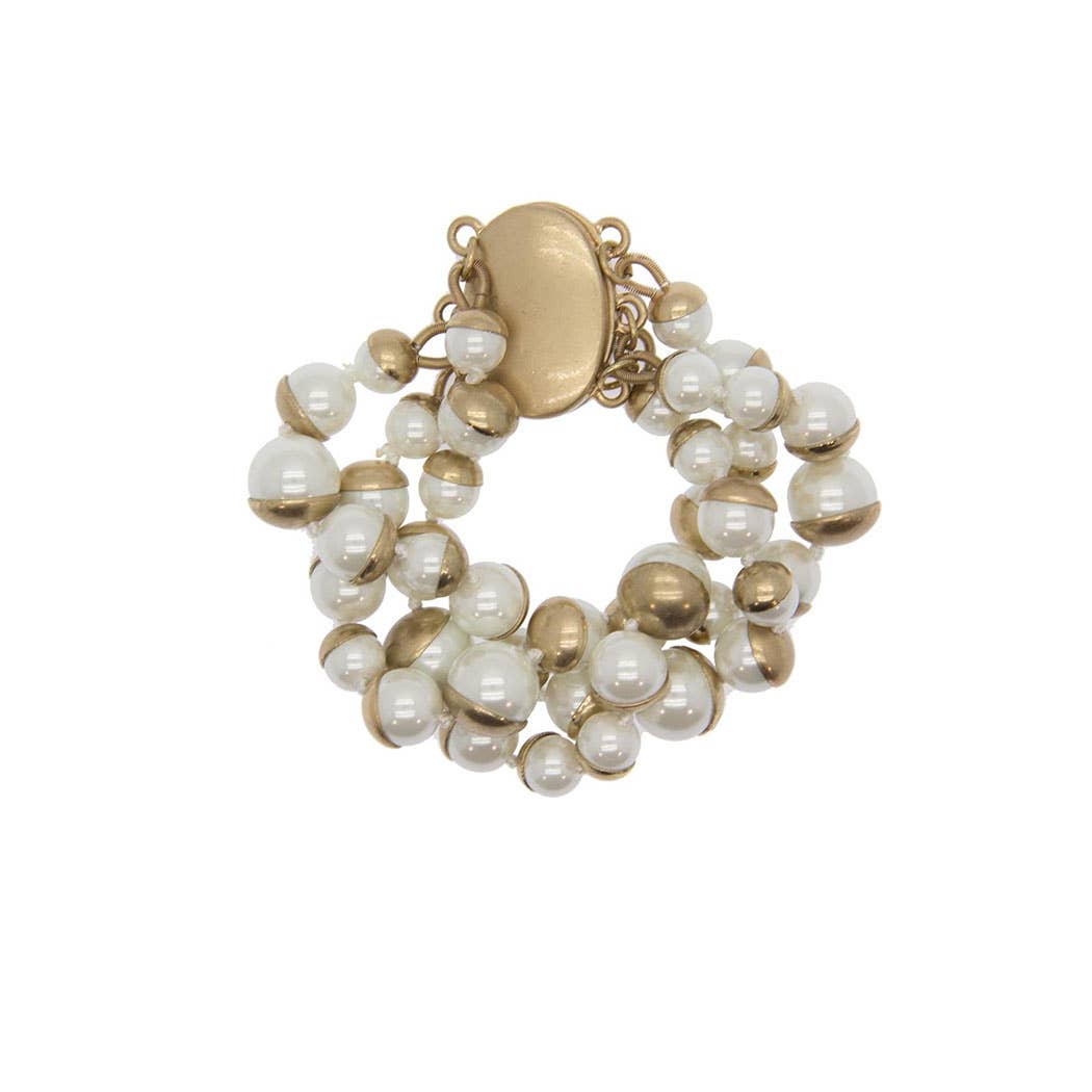 SAACHI – Großhandel Perlenarmband – Halbmond-Perlen-Statement-Armband Elfenbein2