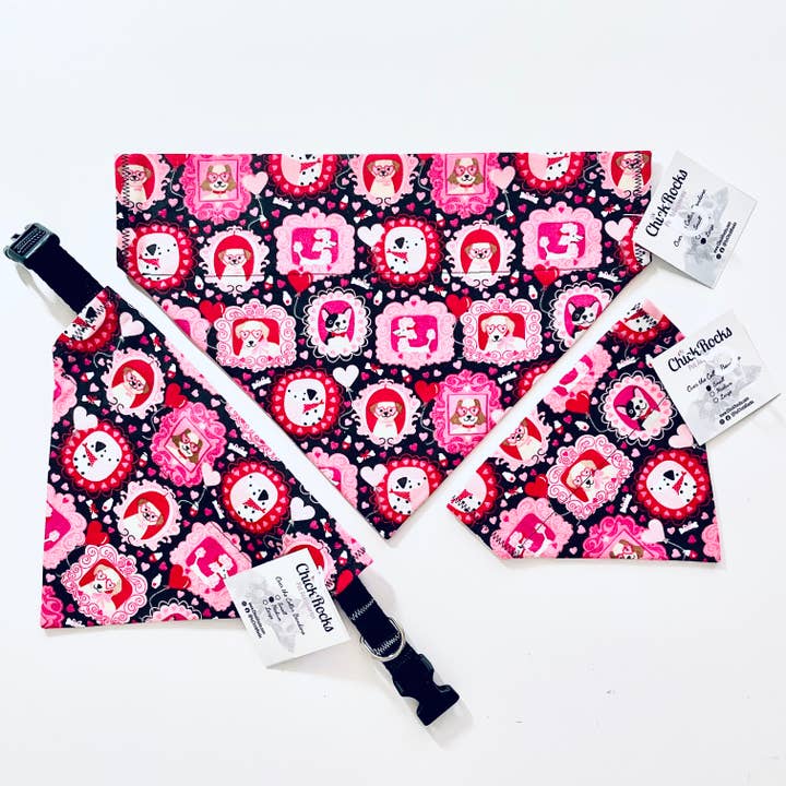 Hearts Over-the-Collar Pet Bandana - Dog Portrait in Frames for wholesale by ChickRocks