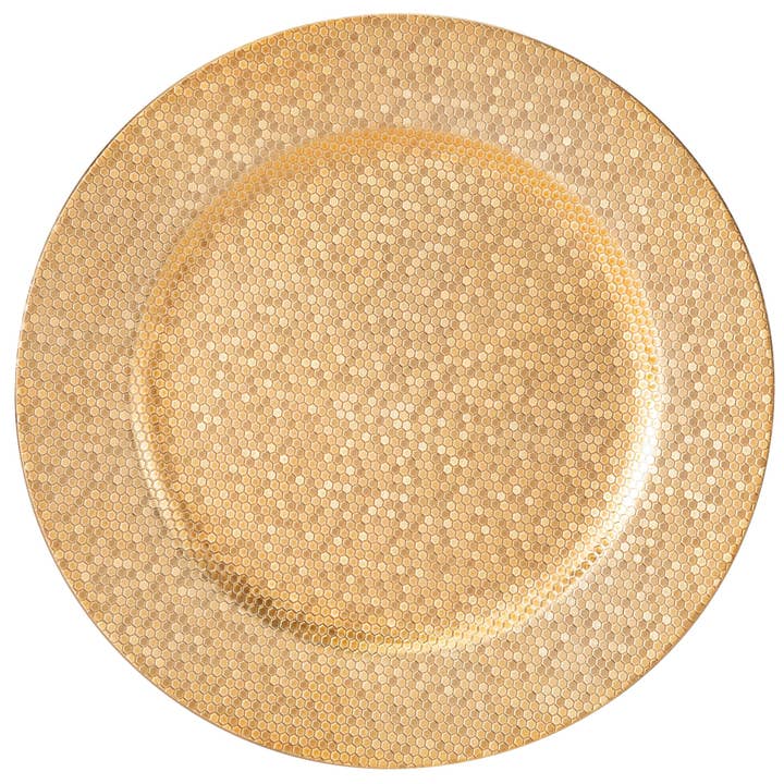 Luxe Party - Wholesale Charger Plate - 13" Gold Round Mosaic Plastic Charger Plate | 1 Charger