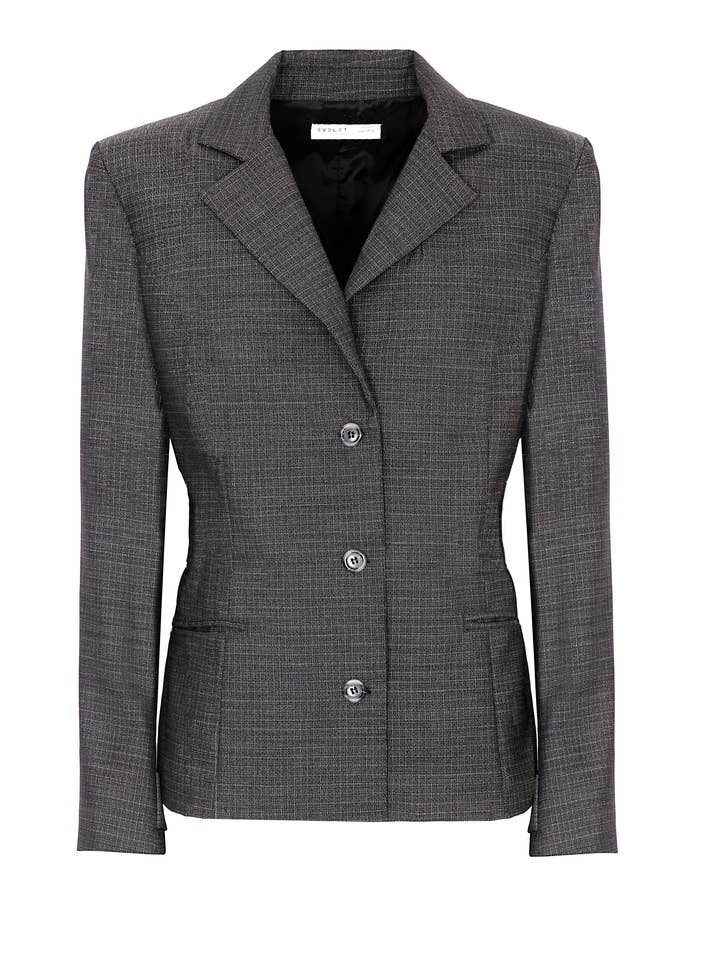 Prinsesskavaj i ull med justerbart bälte i svart och vitt mönster för wholesale av Eyelet Milano