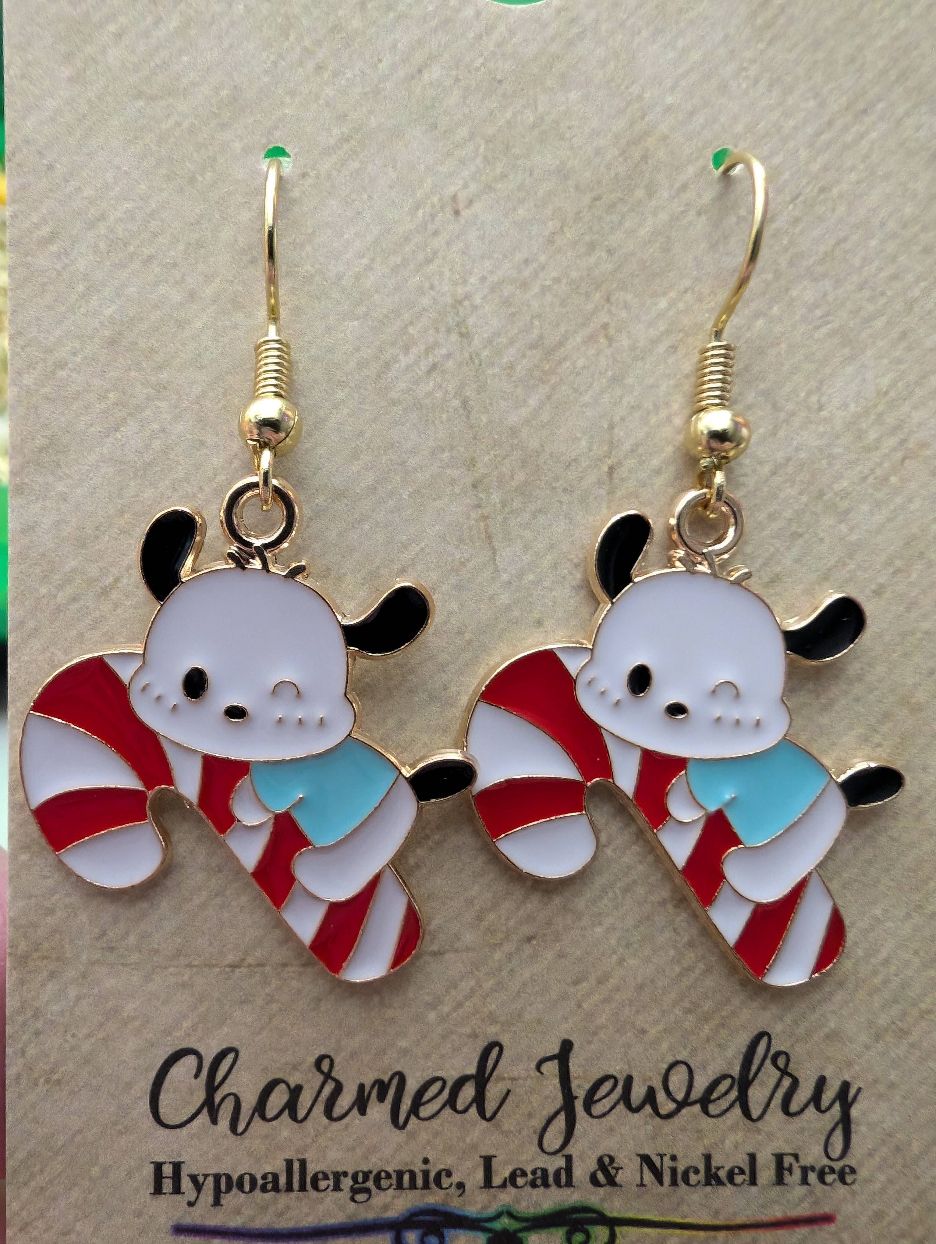 Con-Quest Crafts - Vente Boucles d'oreilles pendantes - Boucles d'oreilles et collier Noël inspirés de Hello Kitty & ses amis16
