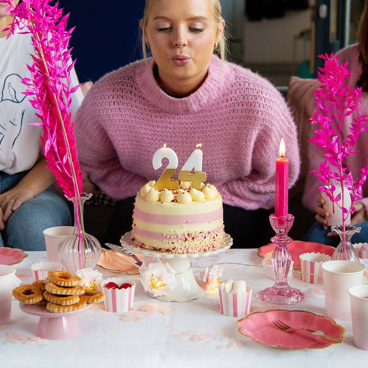 Talking Tables UK – wholesale Cake candle – White & Gold Number Birthday Candles Set| 0-9 | 30 Pack |2