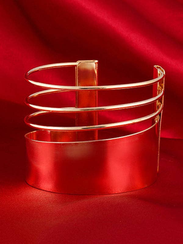 Sheer Trend - Vente Bracelet manchette - Accessoires de bracelet géométrique creux de couleur unie6