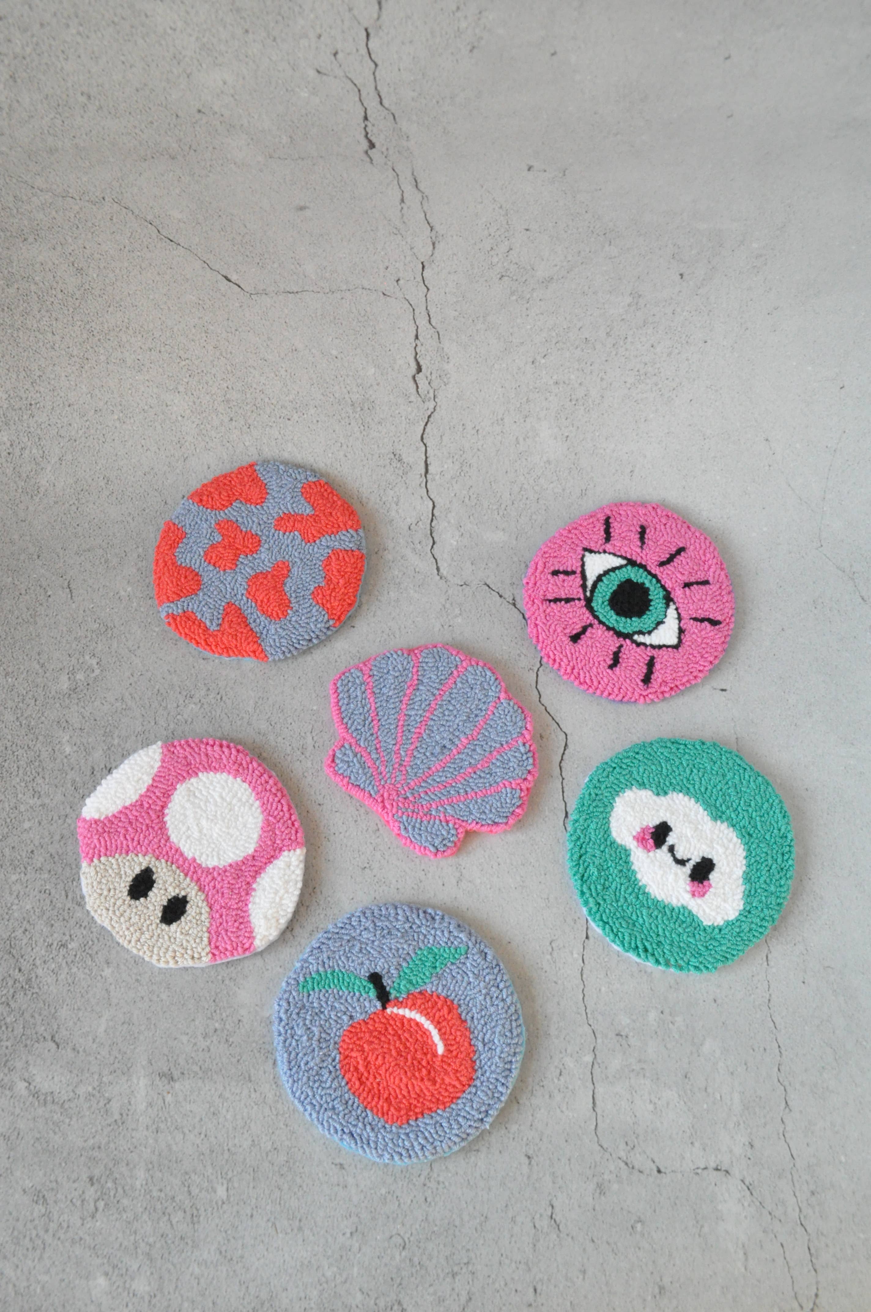 TheMellys - Wholesale Coasters - Cute Y2K Bright Coloured Coasters | Punch Needle Mug Rugs4