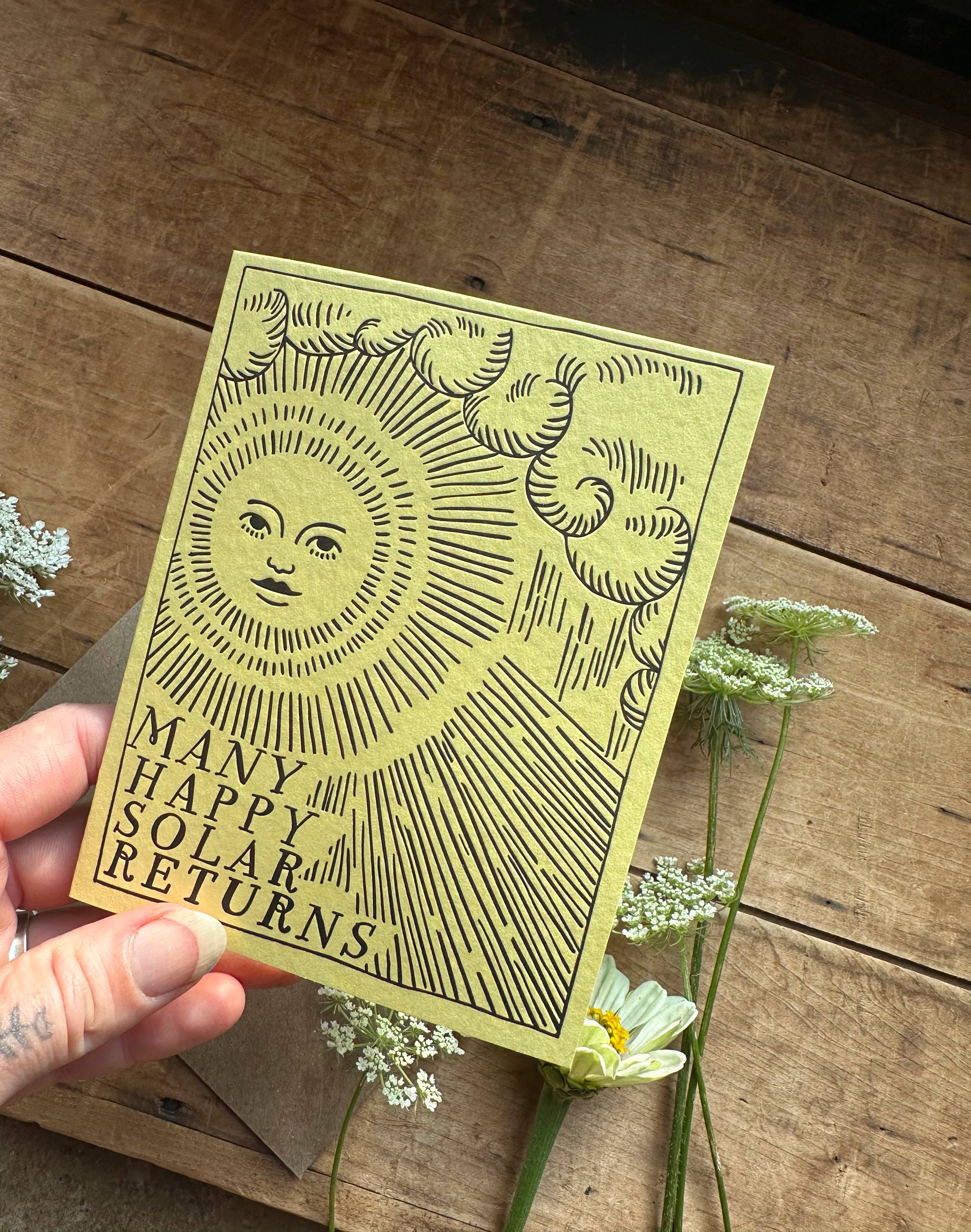 Ratbee Press - Wholesale Birthday Card - Birthday Solar Return Letterpress Sunshine Card3
