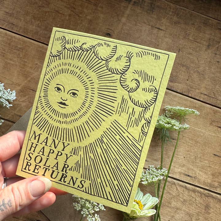 Ratbee Press - Wholesale Birthday Card - Birthday Solar Return Letterpress Sunshine Card3