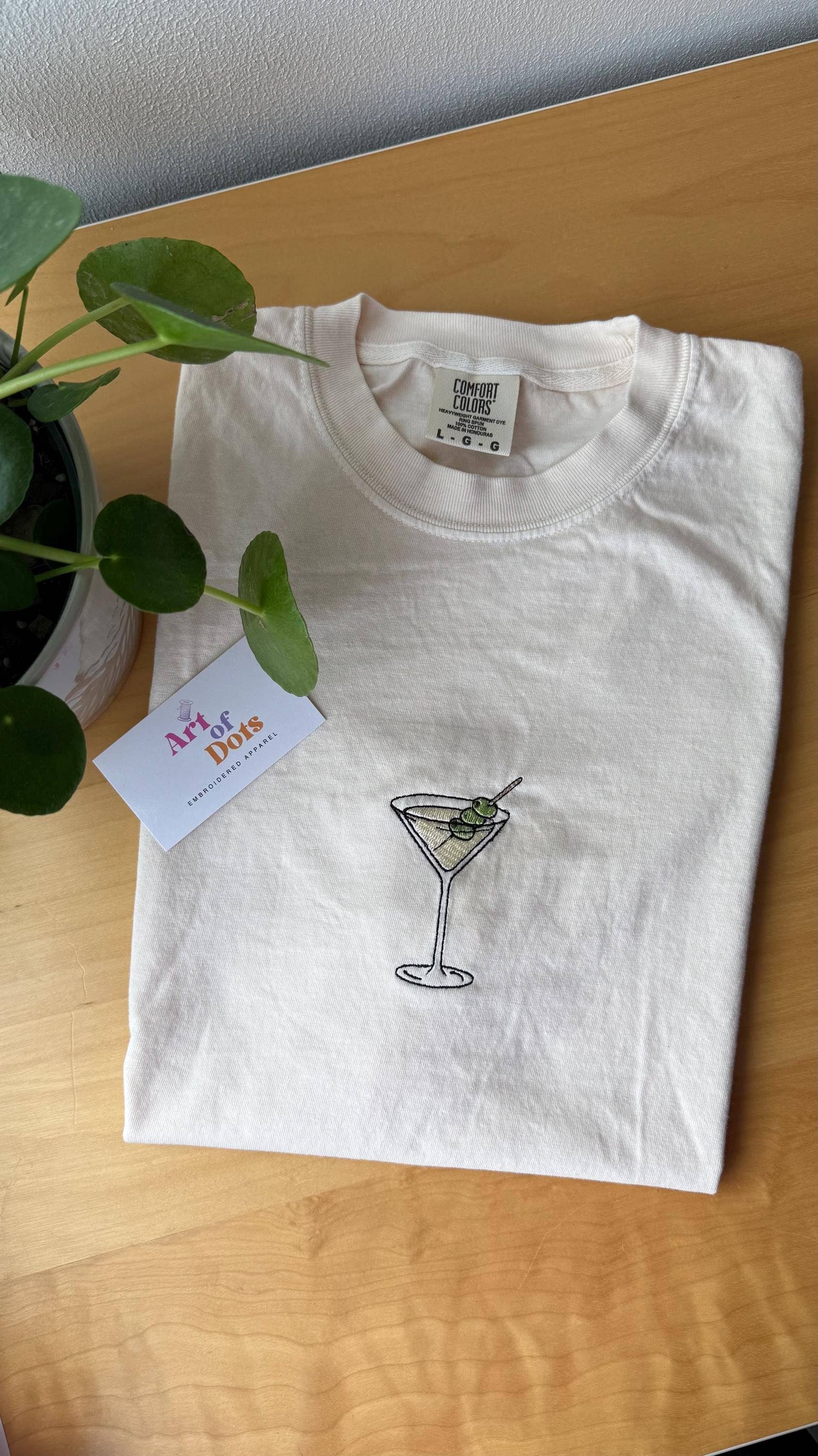 ART OF DOTS - Wholesale T-shirt – women's - Embroidered Martini Cocktail Shirt for Special Occasions