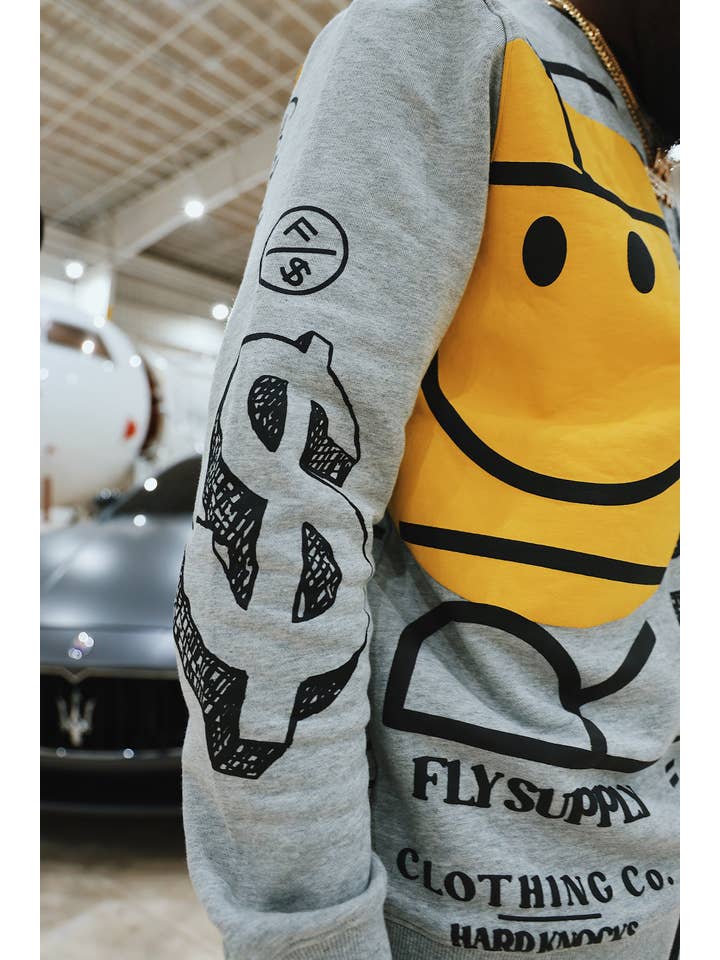 Heather Grey New Rich Crewneck Sweater (Heather Grey) for wholesale on Faire12