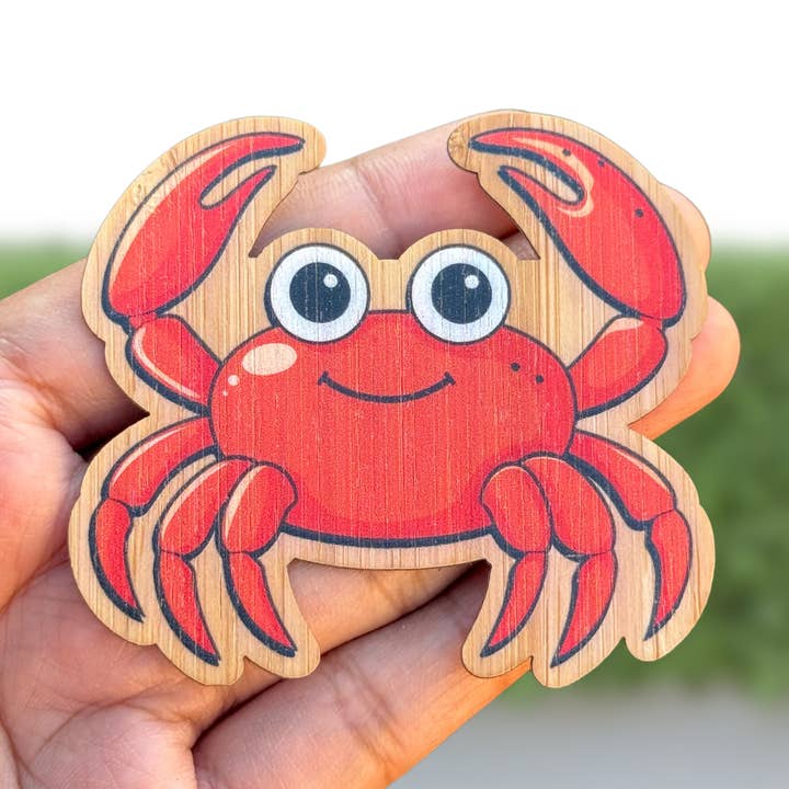 „CRAB“ Bambus Træklistermærke - Sødt dyrebambusklistermærke for engroshandel hos AFK Design Co