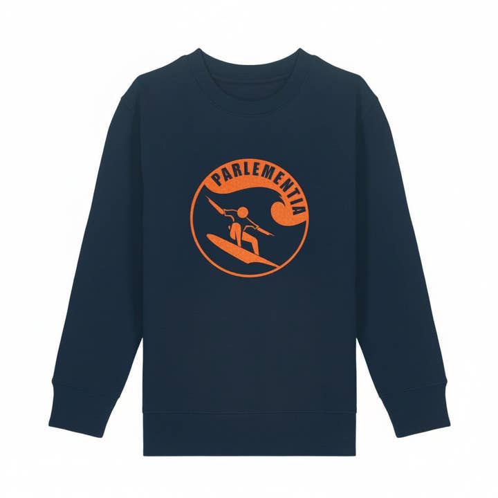 Navy - orange kid sweatshirt Finger for wholesale by Parlementia