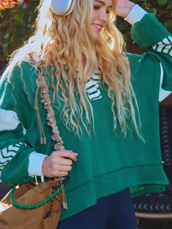 BUCKETLIST - Wholesale Tunic - Women's - T2004C French Terry Knit Color-block Collared Tunic Top24