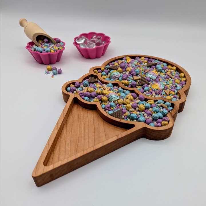 Carved Together Co - Wholesale Wood toy – Child - Ice Cream Sensory Play Tray - Large2