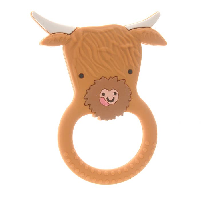 Highland Cow Teether Silicone for wholesale by Ziggle Baby