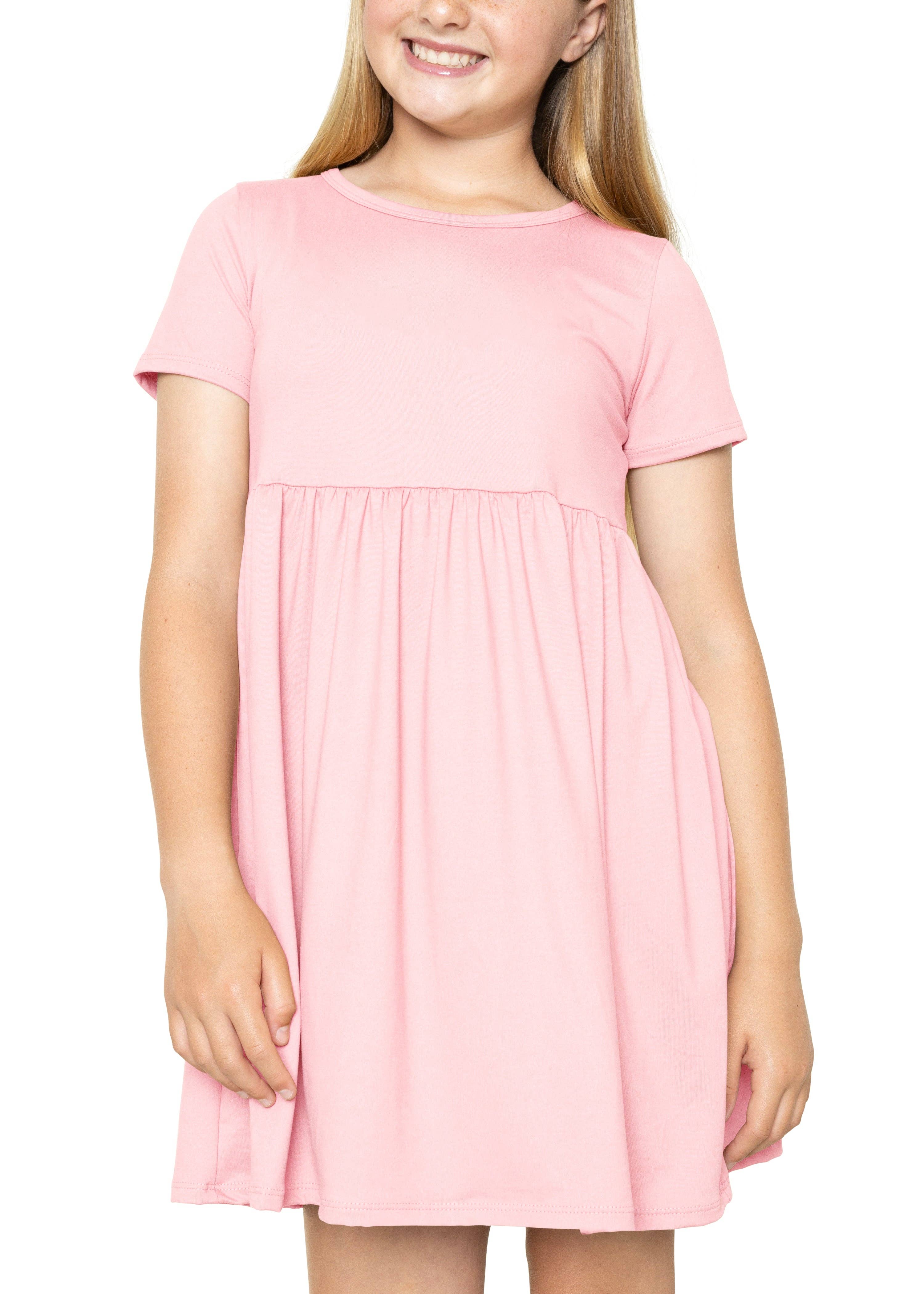 Stretch Is Comfort - Wholesale Dress - Kids - Youth Girl’s Oh So Soft Playtime T Shirt Dress Short Sleeve Casual Stretch Play Dresses|Little to Big Kids3