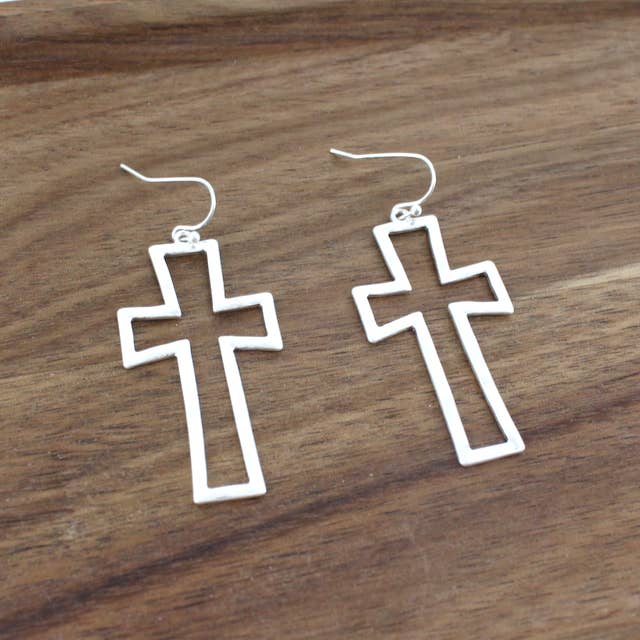 Pretty Persuasions - Wholesale Dangle Earrings - E23206 Cross Earrings1
