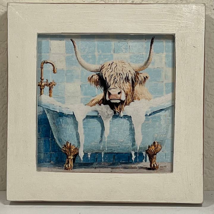 timber cove designs – Großhandel Wanddeko - Kind & Baby – Gerahmter Kunstdruck, Gerahmte Wandkunst, Kunst mit Hochlandrindern 1