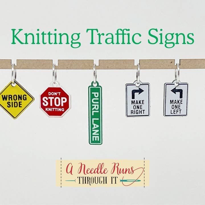 Knitting Traffic Signs - Stitch Markers (set of 7) for wholesale by A Needle Runs Through It