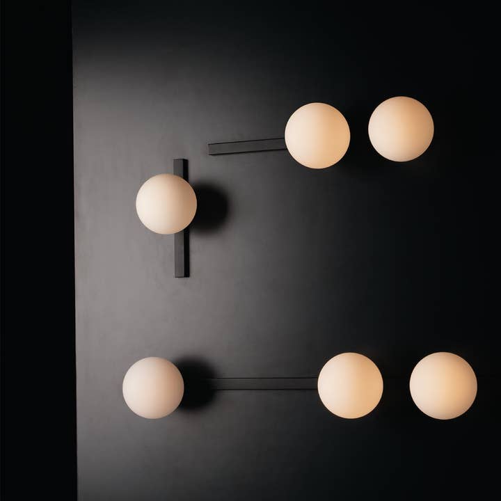 Gruppo F.T - Wholesale Sconce - Enoire wall lamp in matt black metal with opal glass diffusers, available in three sizes3