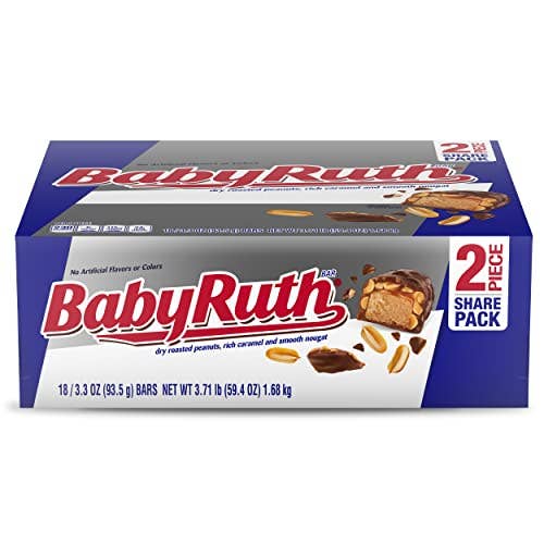 Shop The King - Wholesale Chocolate Bar - Baby Ruth Milk Chocolate-y Candy Bars, Bulk Ferrero Share Pack Candy, Perfect Valentine’s Day Gift, 3.3 oz (Pack of 18)