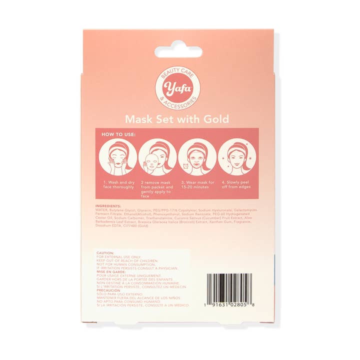 Yafa Beauty - Wholesale Skincare Face Mask - Yafa Gold Face Sheet Masks, Set of 51