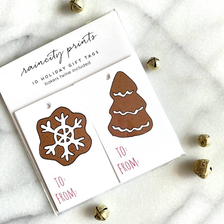 Christmas Cookies Gift Tags - set of 10 for wholesale by Raincity Prints