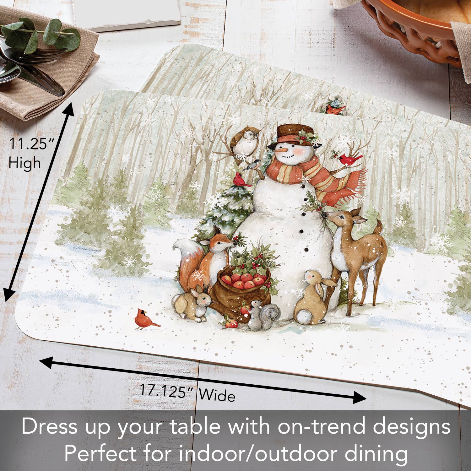 CounterArt/Highland Home/Thirstystone - Wholesale Placemat - Winter Forest Reversible Rectangular Plastic Placemat4