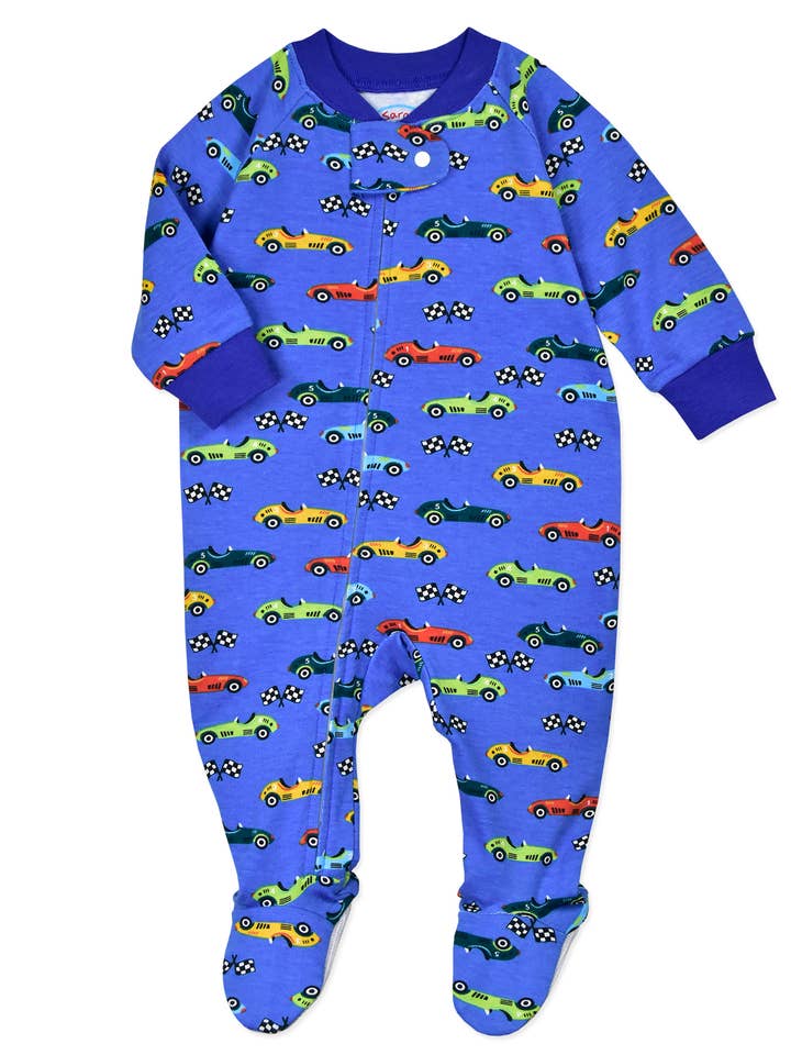 Sara's Prints Footed Pajamas -2330C-RCR RACE CARS for wholesale by American Widgeon