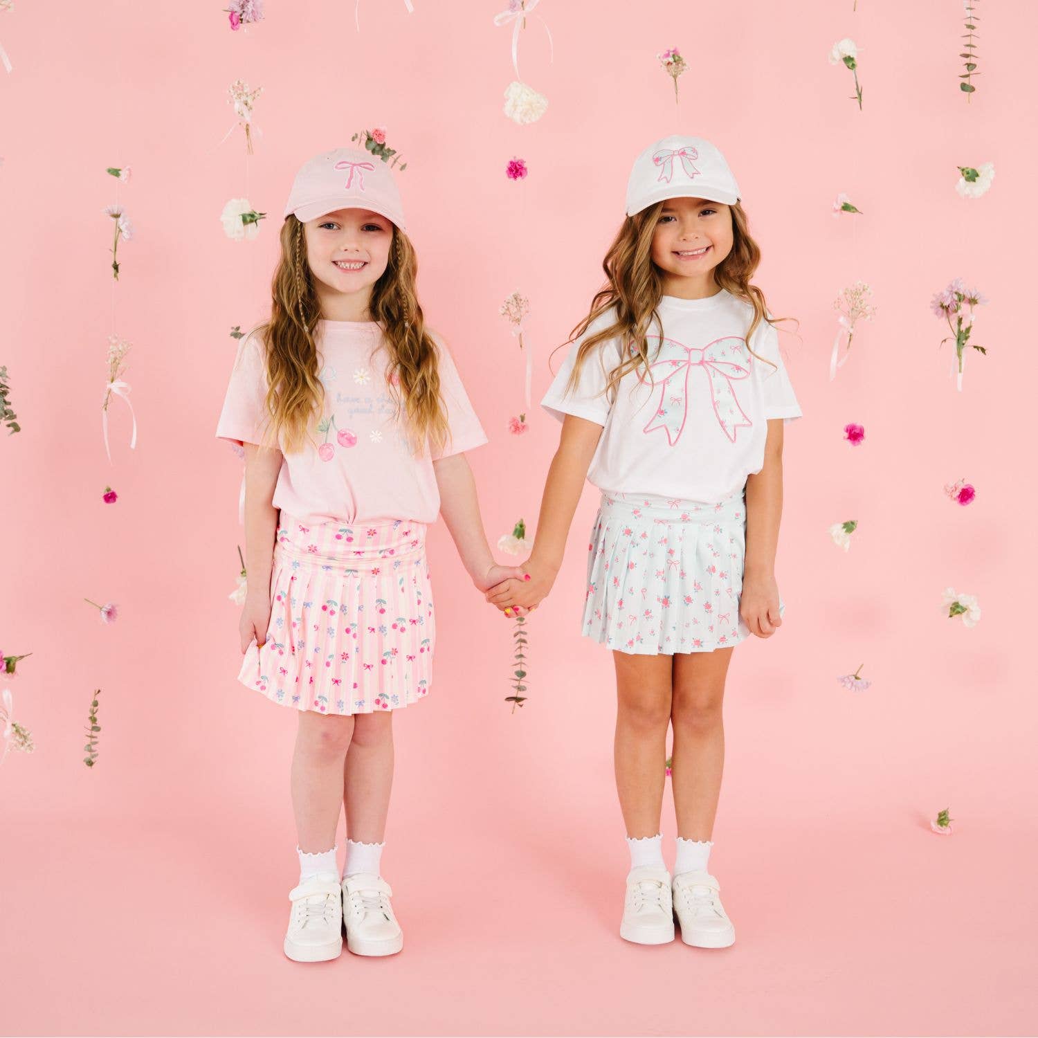 Sweet Wink - Wholesale Skort - Kids - Sky Blue Floral Athletic Skort - Kids Clothing - Activewear5