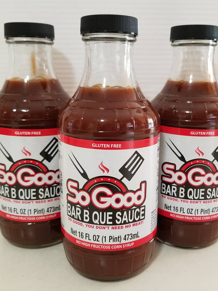 Så god Bar B Que Sauce - 16 oz glasflaske for engroshandel hos So Good Bar B Que Sauce