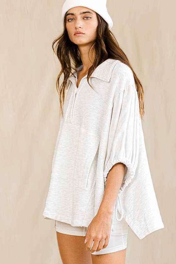 BUCKETLIST INC - Vente Tunique – femme - T2195 Haut uni surdimensionné à manches nouées et à lacets7