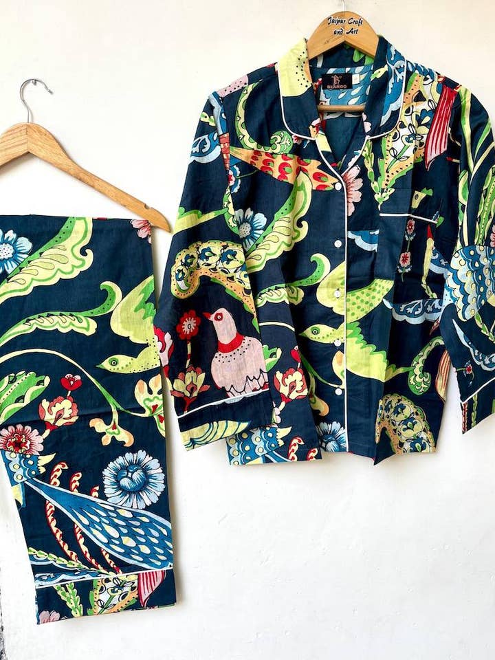 Conjunto de pantalón y camisa de algodón estampado hermoso hecho a mano para mujer para venta al por mayor de bhavnas boutique