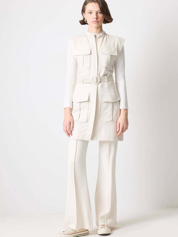 LEINENSTRUKTURIERTE SAFARIWESTE für den Großhandel von Touché Privé EU