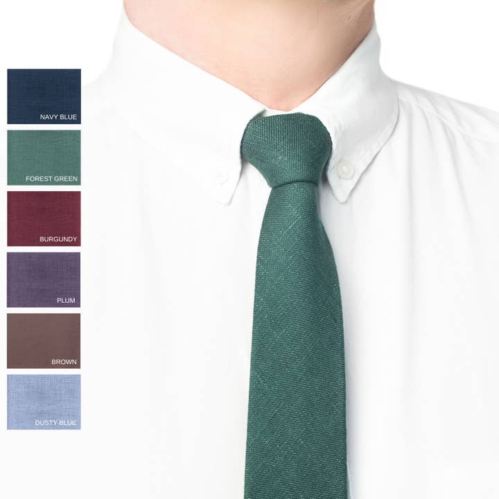100% linned skovgrønne slips til mænd for engroshandel hos DucksnFoxes