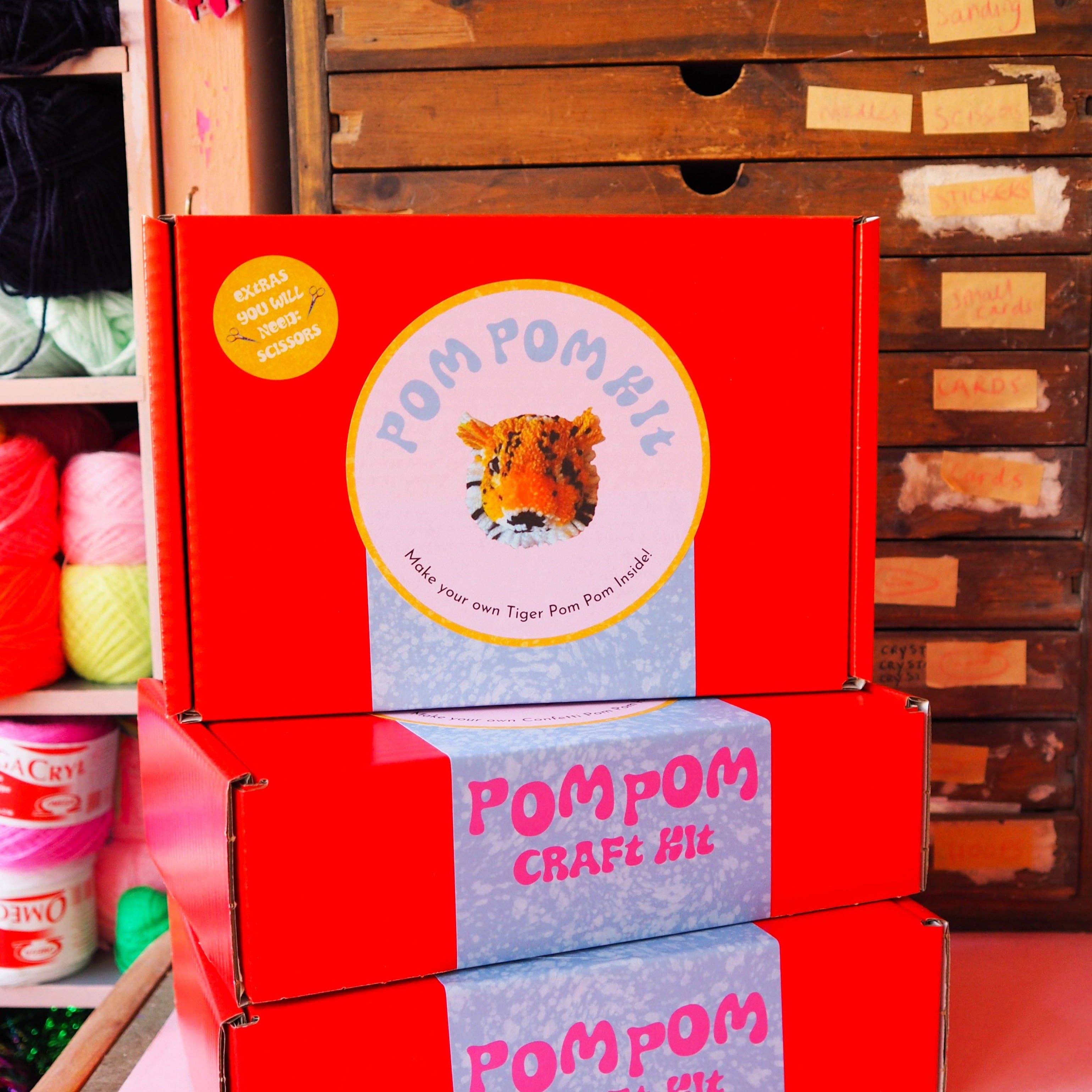 Fat Pom Poms – wholesale DIY craft kit – Tiger Pom Pom DIY Kit2