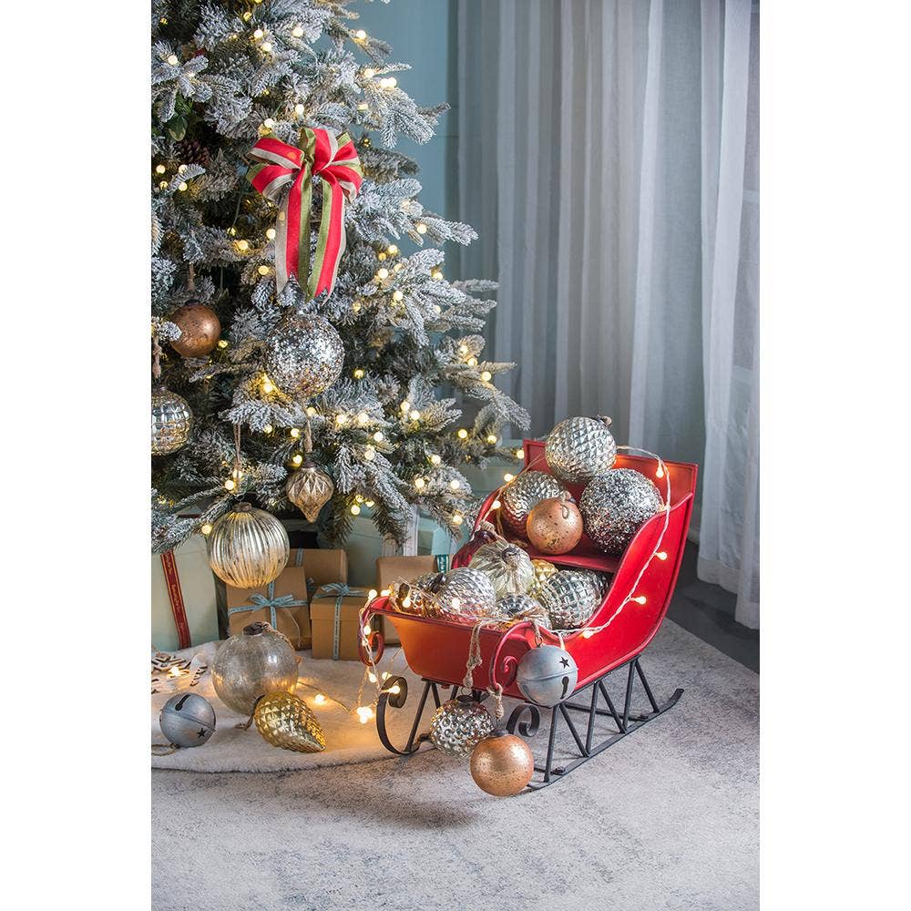 A&B Home Group Inc. - Wholesale Ornament - 6"Dia Eclectic Mercury Glass Ball Ornament - Champagne Gold5