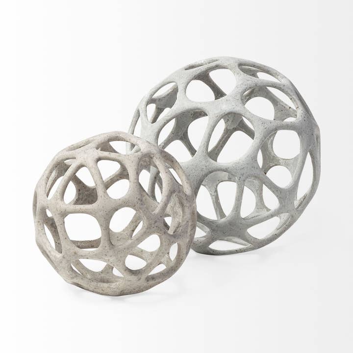 HomeRoots - Wholesale Sculpture - Light Gray Metal Hollow Orb Sculpture
