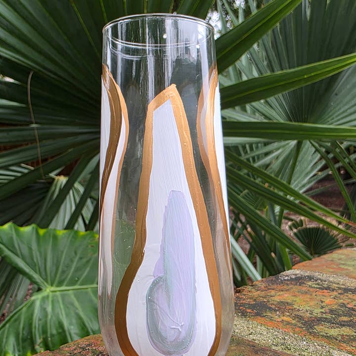 Hand Painted Oyster Stemless Champagne Flute-Oyster Confetti for wholesale by Sugarcane Home