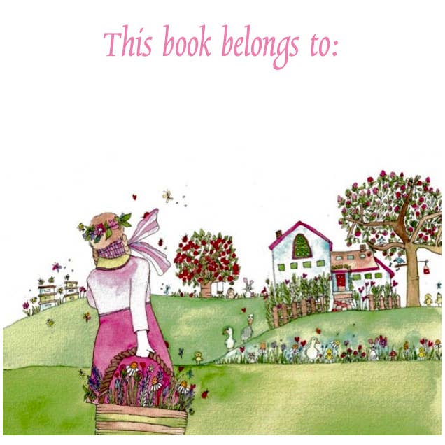 Bookplates - Set of 6 - Girl with basket for wholesale by Elle Bee Art Studio