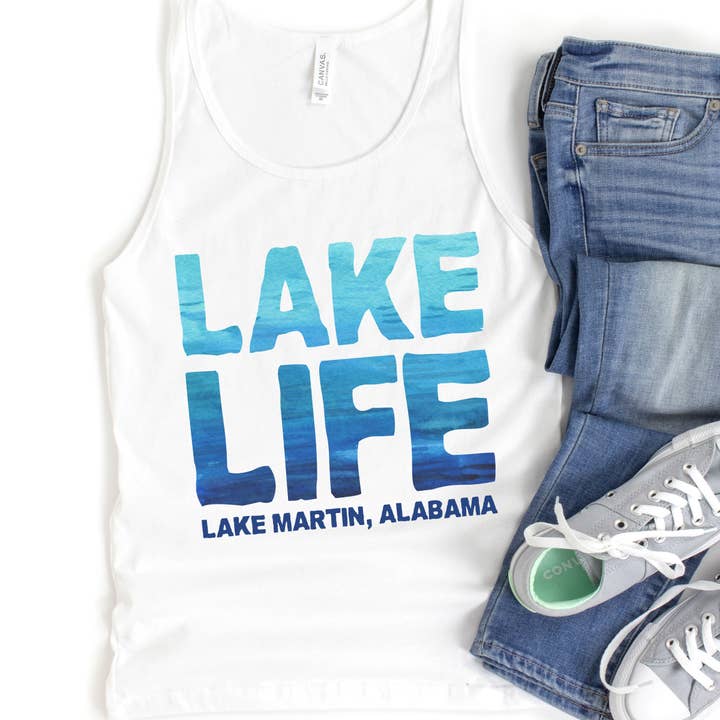 Custom Lake Life Tank Add Your Lake Name for wholesale by Quotable Life